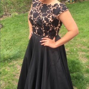 Black Sherri Hill Dress with rose design